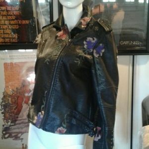 Vegan Leather Embroidered Jacket